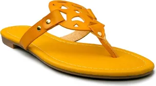 Clarissa Womens Faux Leather Slip On Flip-Flops