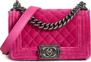 What Goes Around Comes Around Chanel Pink Velvet Boy Small