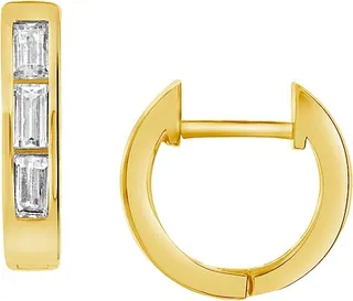 14K Goldplated Sterling Silver & Cubic Zirconia Huggies Earrings