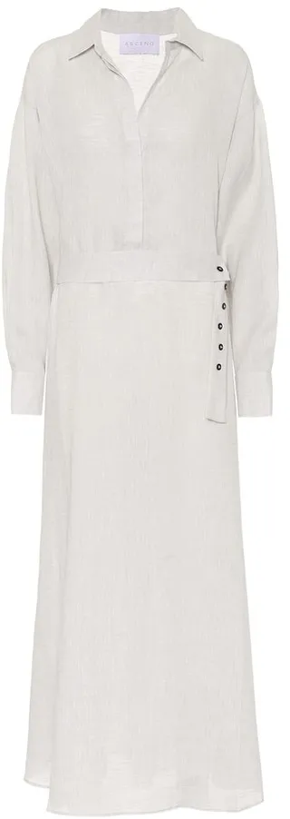 Porto linen maxi shirt dress