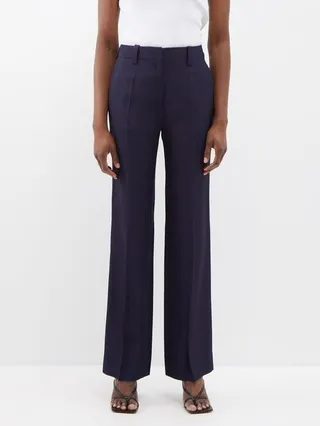 Pressed-front Viscose Straight-leg Trousers