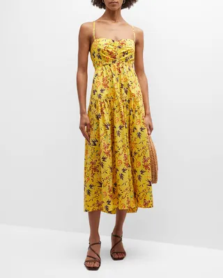 Arit Printed Strappy A-Line Midi Dress