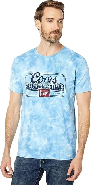 Lucky Brand Coors Banquet Graphic Tee (Blue Multi) Men's Clothing