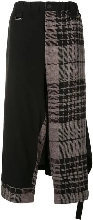 Layered Check Print Cropped Trousers
