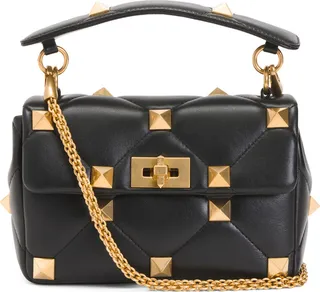 Made In Italy Leather Bag With Chain Detail