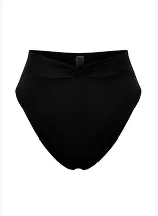 Black Knotted High Waist Bikini Bottom TBESS24BA00005
