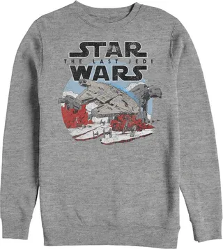 Men's Star Wars The Last Jedi Millennium Falcon Crait Battle Sweatshirt - Athletic Heather - 2X Large
