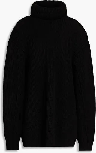 Ribbed wool turtleneck sweater