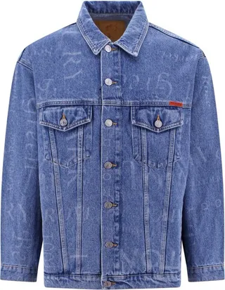 Martine Rose Graphic-Printed Buttoned Denim Jacket