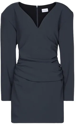Ruched stretch-wool minidress