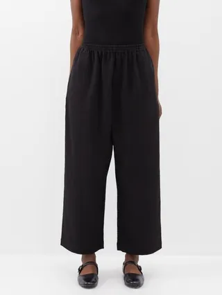 Japanese Basketweave Cotton Cropped Trousers