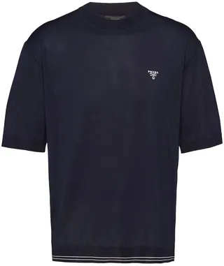 logo-print silk T-shirt