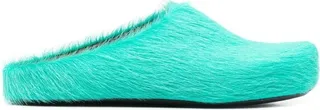 Fur-Trimmed Sabot Slippers