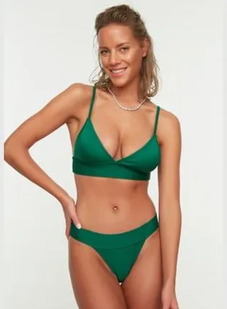 Green Textured Bikini Bottoms TBESS21BA0091