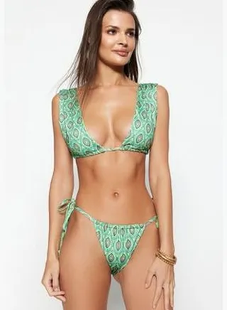 Ethnic Pattern Triangle Tie Triangle Bikini Top TBESS23BU00170