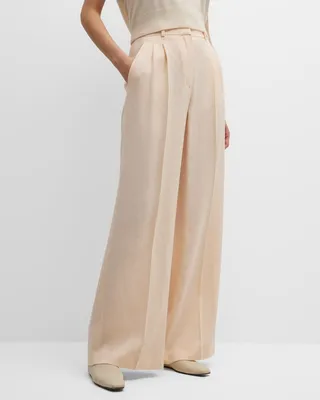 Nyack Structured Linen Wide-Leg Pants