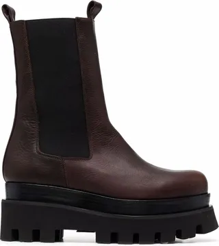 Platform Sole Leather Boots