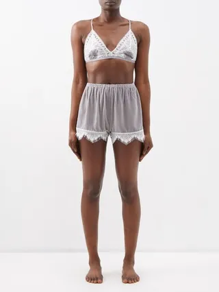 Julia Lace-trim Velvet Pyjamas