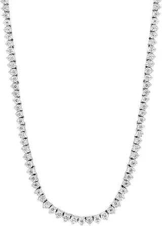 14K White Gold Diamond & Sapphire Necklace - 0.37 ctw.