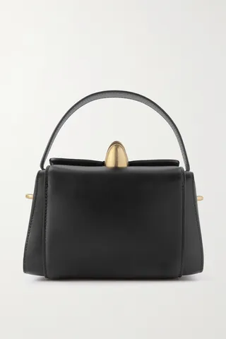 NEOUS - Phoenix Box Leather Shoulder Bag - Black