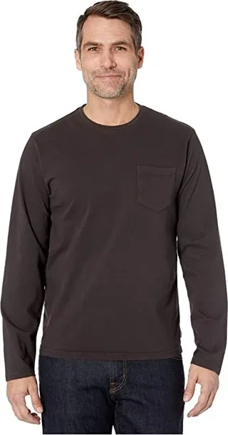Lucky Brand Long Sleeve Sunset Pocket Tee (Jet Black) Men's Clothing
