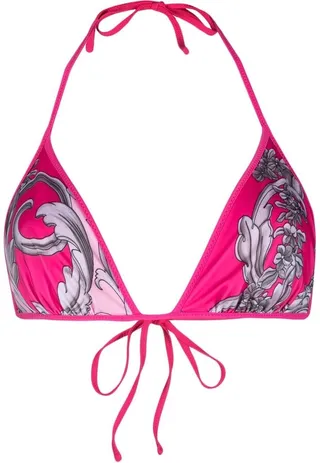 Baroque Pattern-Print Bikini Top