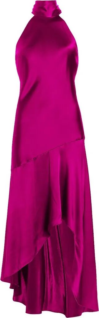 Silk Halter-Neck High-Low Dress