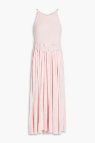 Gathered jersey midi dress