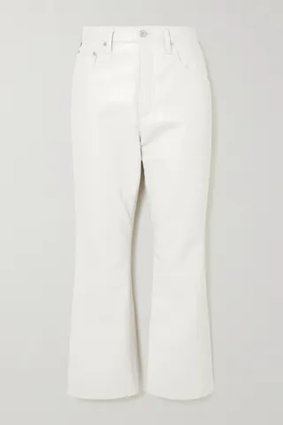 Citizens of Humanity - Isola Cropped Bootcut Recycled Leather-blend Pants - White