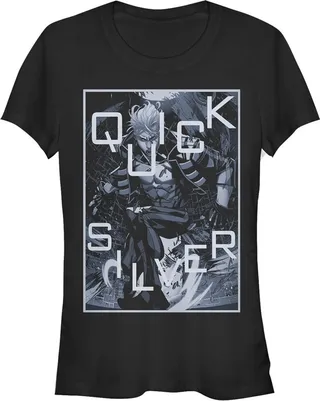 Junior's Marvel X-Men Quicksilver Portrait T-Shirt - Black - X Large