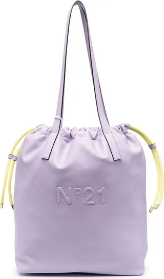 Embossed-Logo Drawstring Shoulder Bag