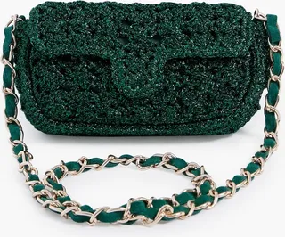 Green Woven Shoulder Bag