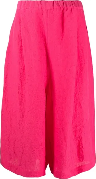 Wide-Leg Cropped Linen Trousers