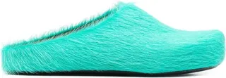 Fur-Trimmed Sabot Slippers