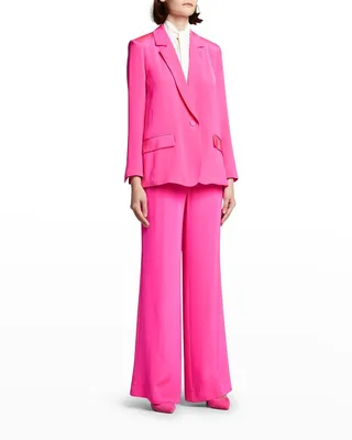 High-Rise Wide-Leg Silk Trousers