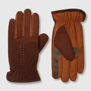 Isotoner Men's Handwear Gathered Wrist Microsuede Gloves - Brown L