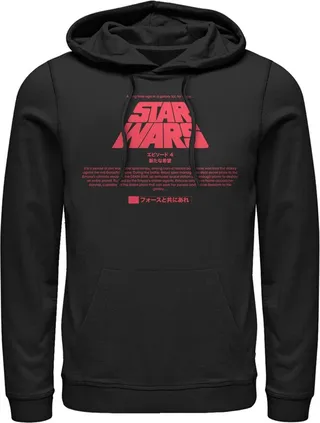 Men's Star Wars Opening Title Text Kanji Pull Over Hoodie - Black - Medium