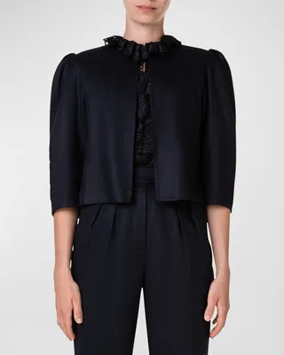 Maya Puff-Sleeve Linen Short Jacket