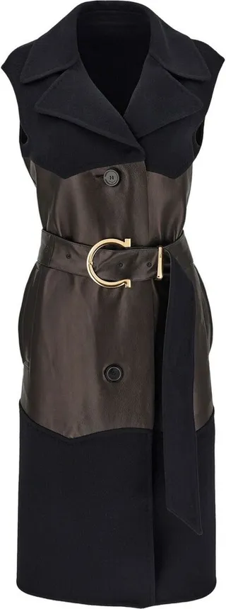 Panelled Belted Sleeveless Trench Coat