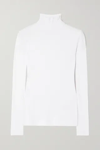 Ninety Percent - Suri Ribbed Organic Stretch-cotton Turtleneck Top - White