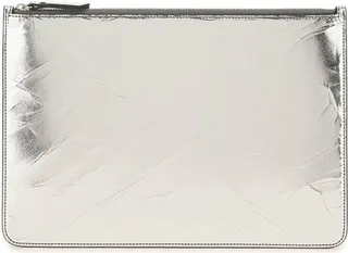 Cracked Laminated Leather Large Pouch