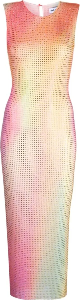 Rhinestone-Embellished Midi Dress