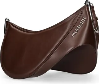 Large leather spiral curve shoulder bag