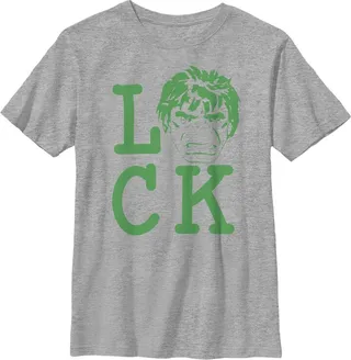 Boy's Marvel St. Patrick's Day Hulk Luck T-Shirt - Athletic Heather - Medium