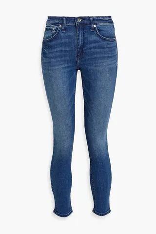 Cropped faded mid-rise skinny jeans
