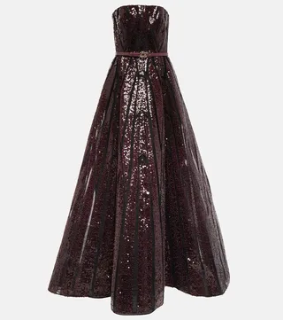 Embroidered tulle gown