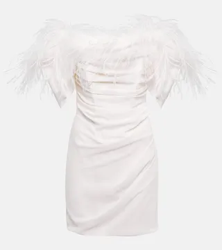 Feather-trimmed minidress