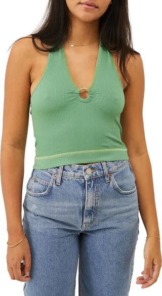 Ring Detail Seamless Halter Top
