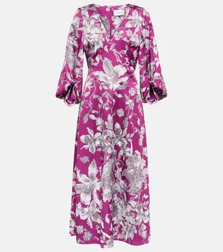 Maxine floral satin midi dress