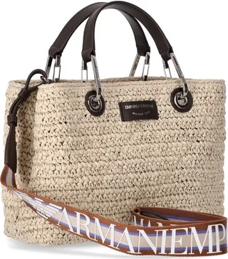 Myea Small Beige Raffia Shopping Bag